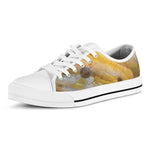 Yellow And White Python Snake Print White Low Top Shoes