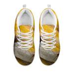 Yellow And White Python Snake Print White Sneakers