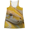 Yellow And White Python Snake Print Women's Racerback Tank Top
