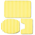 Yellow And White Striped Pattern Print 3 Piece Bath Mat Set