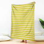 Yellow And White Striped Pattern Print Blanket