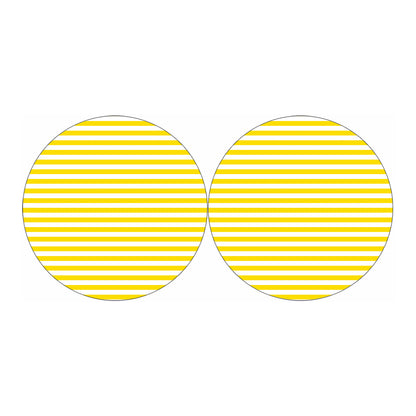 Yellow And White Striped Pattern Print Car Coasters