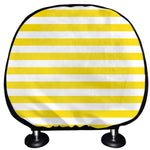 Yellow And White Striped Pattern Print Car Headrest Covers