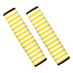 Yellow And White Striped Pattern Print Car Seat Belt Covers