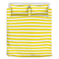 Yellow And White Striped Pattern Print Duvet Cover Bedding Set