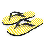 Yellow And White Striped Pattern Print Flip Flops