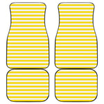 Yellow And White Striped Pattern Print Front and Back Car Floor Mats