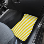 Yellow And White Striped Pattern Print Front and Back Car Floor Mats