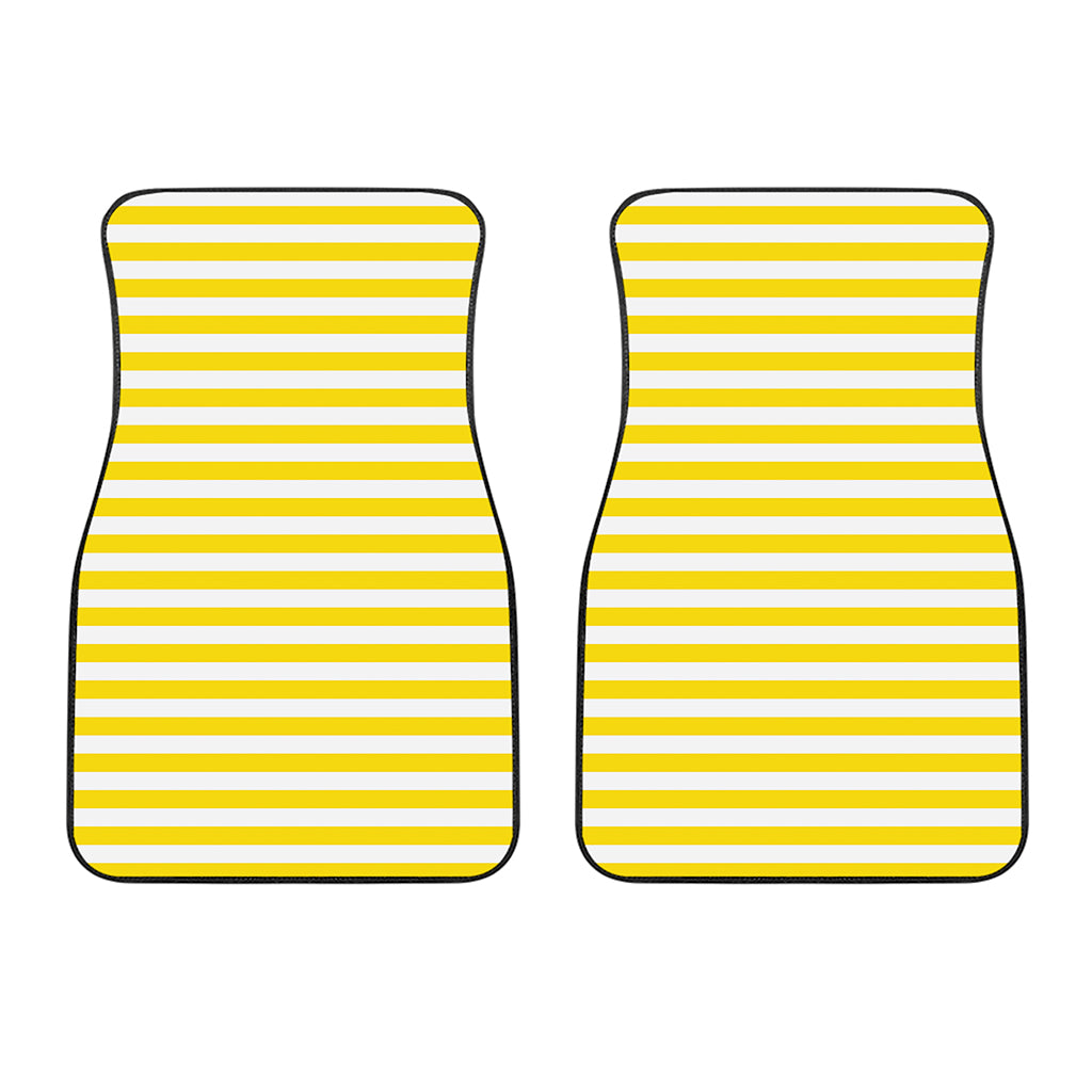 Yellow And White Striped Pattern Print Front Car Floor Mats