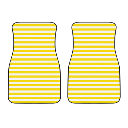 Yellow And White Striped Pattern Print Front Car Floor Mats
