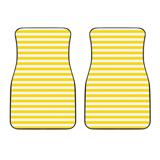 Yellow And White Striped Pattern Print Front Car Floor Mats