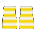 Yellow And White Striped Pattern Print Front Car Floor Mats