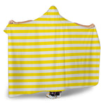 Yellow And White Striped Pattern Print Hooded Blanket