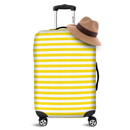 Yellow And White Striped Pattern Print Luggage Cover