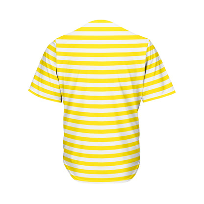 Yellow And White Striped Pattern Print Men's Baseball Jersey