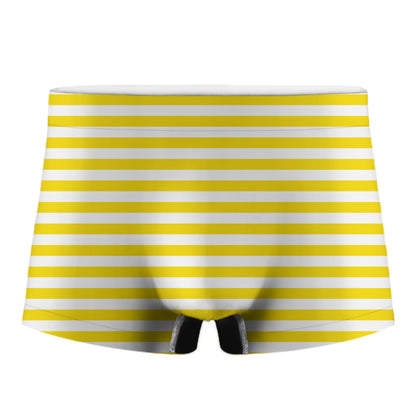 Yellow And White Striped Pattern Print Men's Boxer Briefs