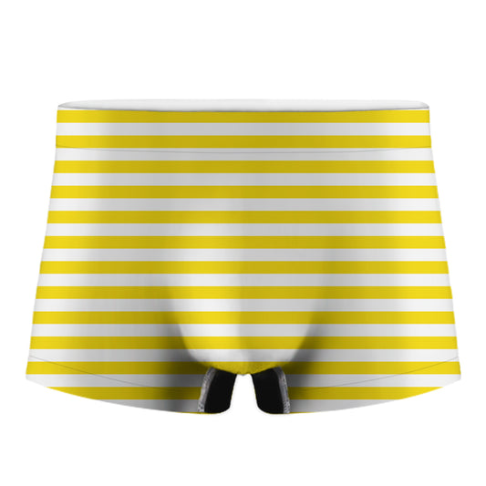 Yellow And White Striped Pattern Print Men's Boxer Briefs