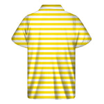 Yellow And White Striped Pattern Print Men's Short Sleeve Shirt