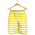 Yellow And White Striped Pattern Print Men's Shorts