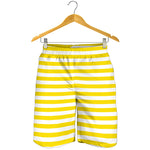 Yellow And White Striped Pattern Print Men's Shorts