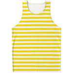 Yellow And White Striped Pattern Print Men's Tank Top
