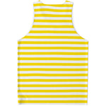 Yellow And White Striped Pattern Print Men's Tank Top