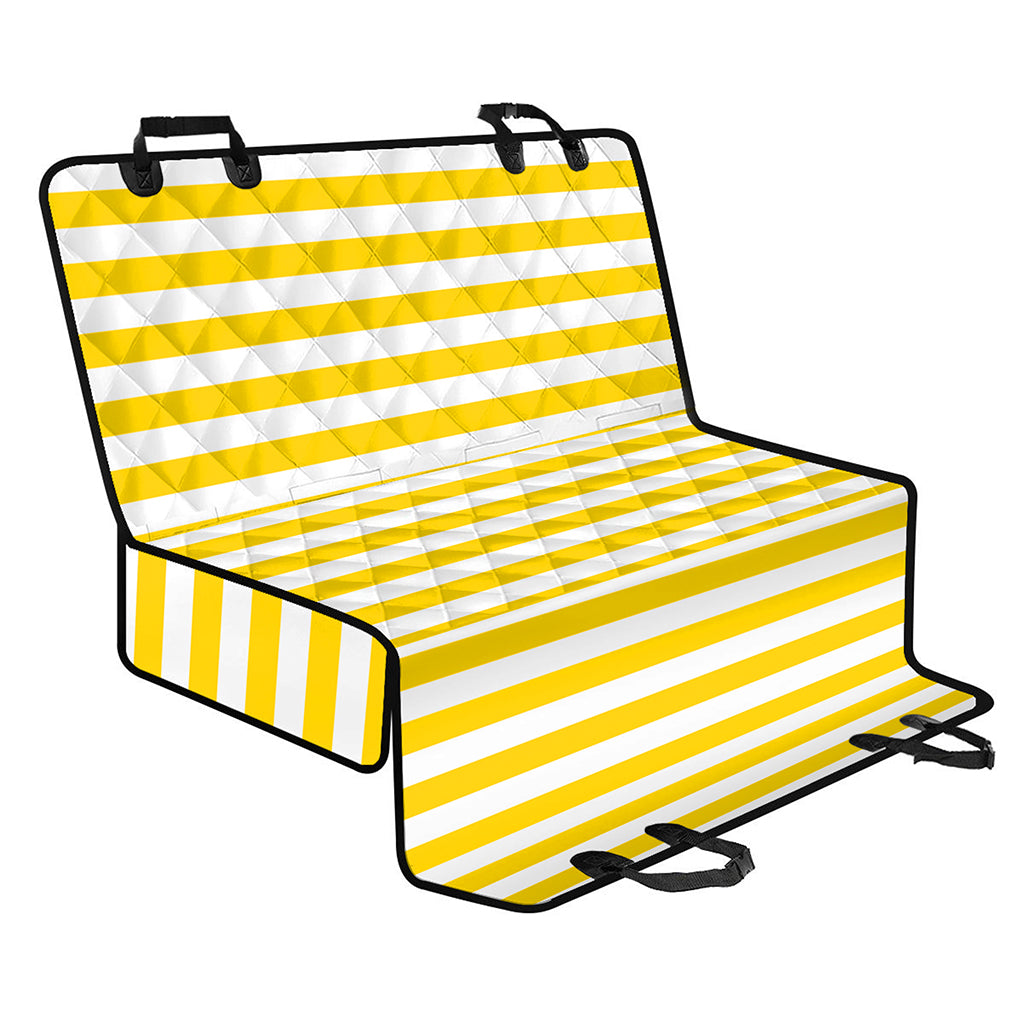 Yellow And White Striped Pattern Print Pet Car Back Seat Cover