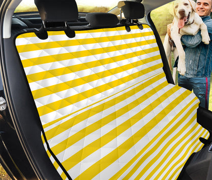 Yellow And White Striped Pattern Print Pet Car Back Seat Cover