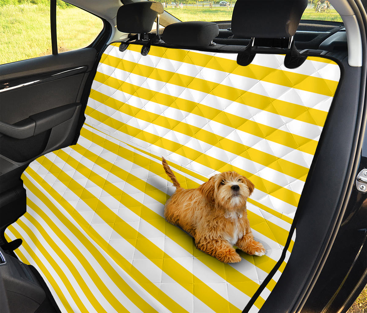 Yellow And White Striped Pattern Print Pet Car Back Seat Cover