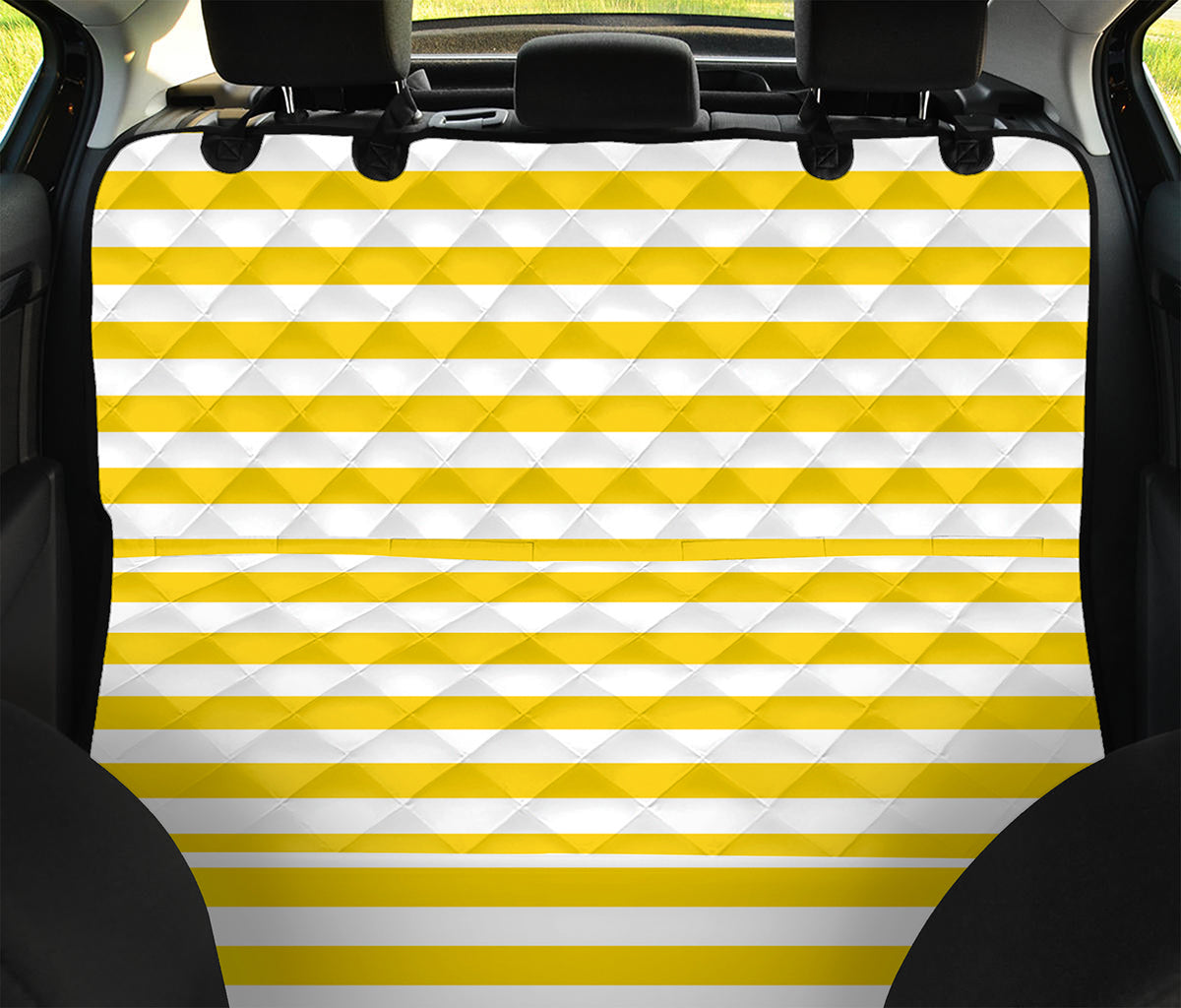 Yellow And White Striped Pattern Print Pet Car Back Seat Cover