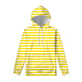 Yellow And White Striped Pattern Print Pullover Hoodie
