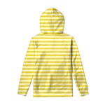 Yellow And White Striped Pattern Print Pullover Hoodie