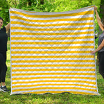 Yellow And White Striped Pattern Print Quilt