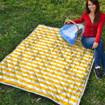 Yellow And White Striped Pattern Print Quilt