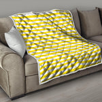 Yellow And White Striped Pattern Print Quilt