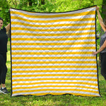 Yellow And White Striped Pattern Print Quilt