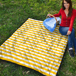 Yellow And White Striped Pattern Print Quilt