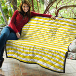 Yellow And White Striped Pattern Print Quilt