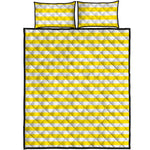 Yellow And White Striped Pattern Print Quilt Bed Set