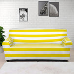 Yellow And White Striped Pattern Print Sofa Cover