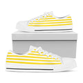 Yellow And White Striped Pattern Print White Low Top Sneakers