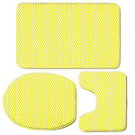 Yellow And White Zigzag Pattern Print 3 Piece Bath Mat Set