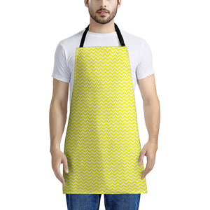 Yellow And White Zigzag Pattern Print Apron