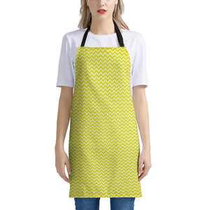 Yellow And White Zigzag Pattern Print Apron