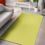 Yellow And White Zigzag Pattern Print Area Rug