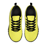 Yellow And White Zigzag Pattern Print Black Sneakers
