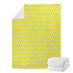 Yellow And White Zigzag Pattern Print Blanket