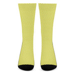 Yellow And White Zigzag Pattern Print Crew Socks