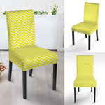 Yellow And White Zigzag Pattern Print Dining Chair Slipcover