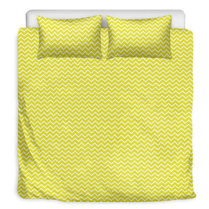 Yellow And White Zigzag Pattern Print Duvet Cover Bedding Set